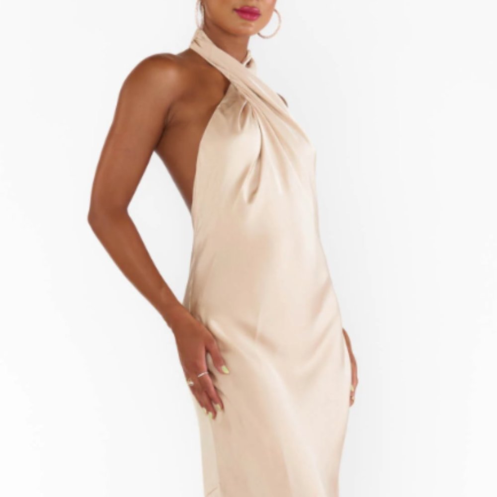 Show Me Your MuMu Jasmine Halter Maxi Dress / Champagne Luxe Satin